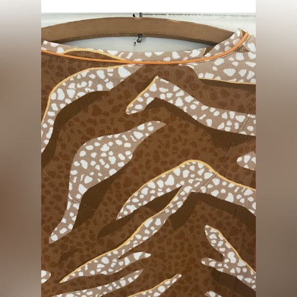 NEW MARC CAIN SAFARI PRINT TOP Short Sleeve Round Neck Cotton $170 Multi Sz - Picture 5 of 7